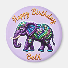BETH ~ Personalisierter Lila Elephant Magnet