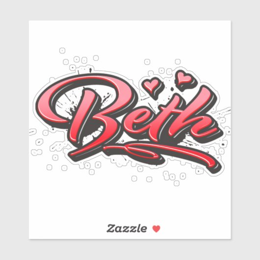 Beth red Heart Graffiti Aufkleber Sticker (Blatt)