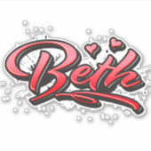 Beth red Heart Graffiti Aufkleber Sticker (Vorderseite)
