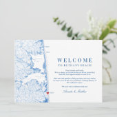 Bethany Beach Blue Wedding Willkommenstour Dankeskarte (Stehend Vorderseite)