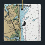 Bethany Beach DE Chart Keramikornament<br><div class="desc">Bethany Beach Delaware Weihnachtsschmuck mit NOAA nautical chart gemacht.</div>