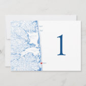 Bethany Beach DE Map Blue Wedding Tischnummern (Vorderseite)