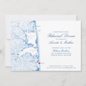 Bethany Beach DE Map Navy Blue Probe Dinner Einladung (Vorderseite)