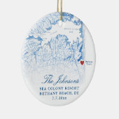 Bethany Beach DE Map Navy Hochzeitsfest Foto Weihn Keramik Ornament (Rechts)