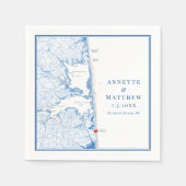 Bethany Beach Delaware Karte Elegante Marine Hochz Serviette (Vorderseite)