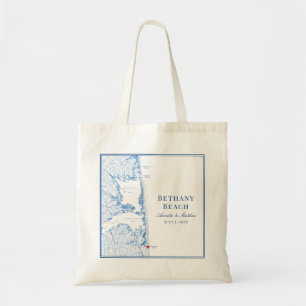 Bethany Beach Delaware Karte Navy Blau Hochzeit Tragetasche