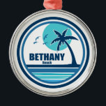 Bethany Beach Delaware Palm Tree Birds Ornament Aus Metall<br><div class="desc">Das charmante Bethany Beach,  eines der ruhigen Resorts von Delaware,  wurde als eine Oase der Erholung für ruhige Menschen gegründet und steht heute auf diesem Fundament.</div>