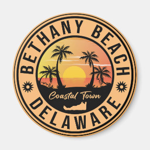 Bethany Beach Delaware Palmen Retro Sonnenuntergan Magnet