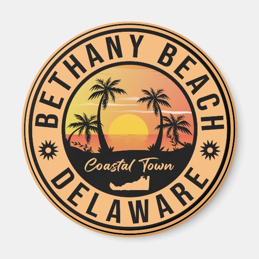 Bethany Beach Delaware Palmen Tree Retro Sunset 80 Magnet (Vorne)