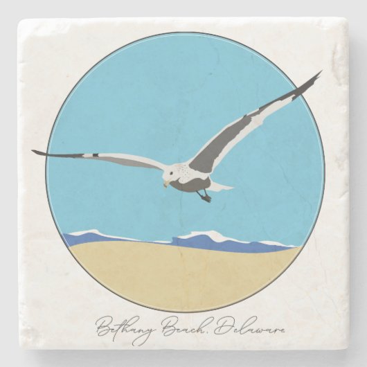 Bethany Beach, Delaware Sea Gull Flug over Beach Steinuntersetzer (Vorderseite)