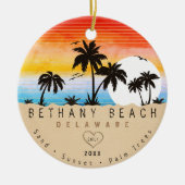 Bethany Beach Delaware Sunset Beach Palm Tree 80er Keramik Ornament (Vorne)