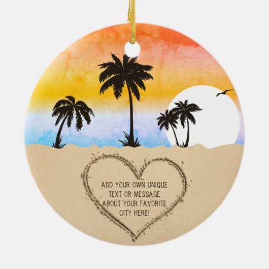 Bethany Beach Delaware Sunset Beach Palm Tree 80er Keramik Ornament (Hinten)