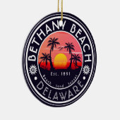Bethany Beach Delaware Sunset Beach Palm Tree 80er Keramik Ornament (Rechts)