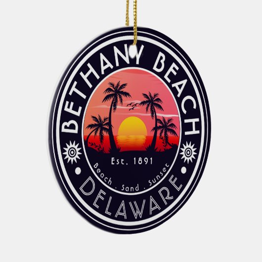 Bethany Beach Delaware Sunset Beach Palm Tree 80er Keramik Ornament (Rechts)