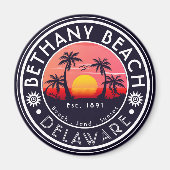 Bethany Beach Delaware Sunset Beach Palm Tree 80er Magnet (Vorne)