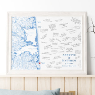 Bethany Beach Hochzeit Elegantes Gästebuch Poster