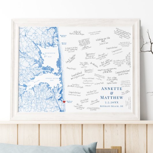 Bethany Beach Hochzeit Elegantes Gästebuch Poster
