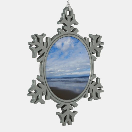 Bethany Beach I Schneeflocken Zinn-Ornament (Links)