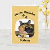 Bethany Calico Cat Happy Birthday Karte (Gelbe Blume)