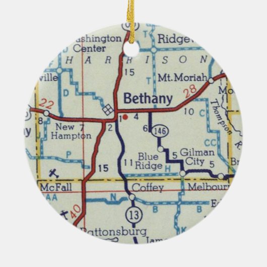 Bethany MO Vintage Karte Keramik Ornament (Hinten)