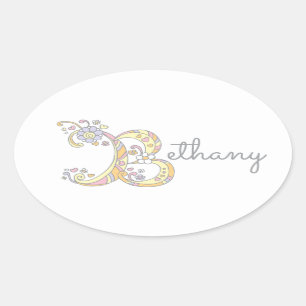 Bethany oder Ihr Namensanfang mit b-Aufkleber Ovaler Aufkleber