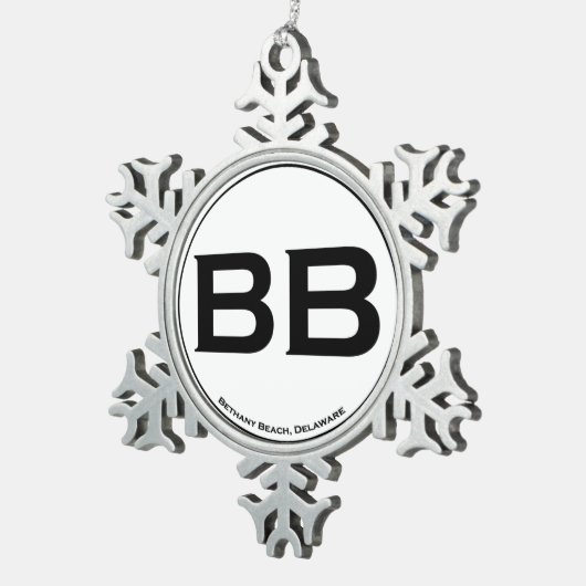 Bethany Strand Schneeflocken Zinn-Ornament (Rechts)