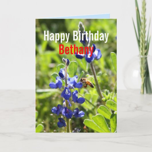 Bethany Texas Bluebonnet Happy Birthday Karte (Vorderseite)