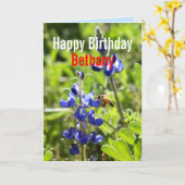 Bethany Texas Bluebonnet Happy Birthday Karte (Gelbe Blume)