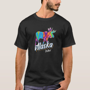 Bethel Alaska Usa Colorful Moose Art Vacation T-Shirt