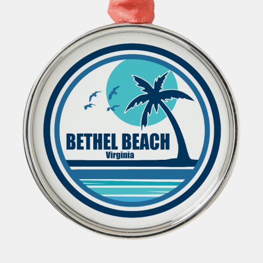 Bethel Beach Virginia Palm Tree Birds Ornament Aus Metall (Vorne)
