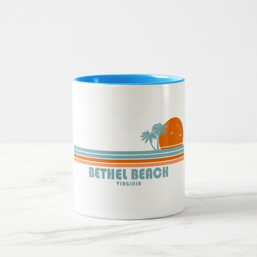 Bethel Beach Virginia Sun Palm Trees Zweifarbige Tasse (Mittel)