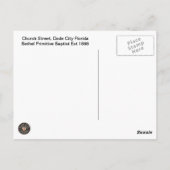 Bethel Primitive Baptist Dade City FL Postkarte (Rückseite)