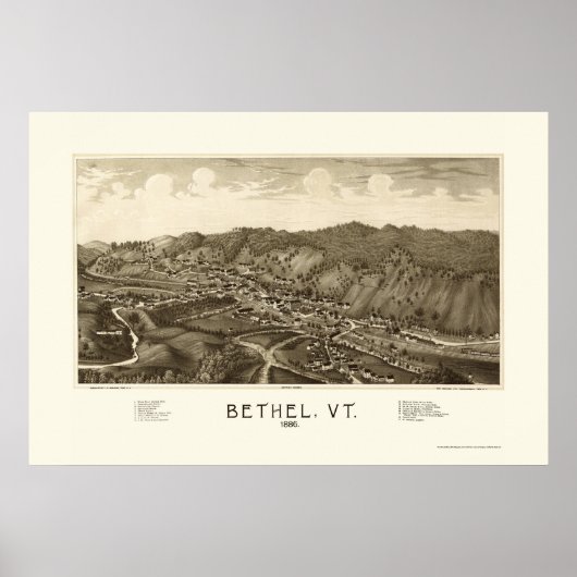 Bethel, VT Panorama Karte - 1886 Poster (Vorne)