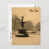 Bethesda-Brunnen im Winter Postkarte (Vorne/Hinten)