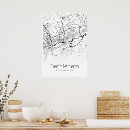 Bethlehem Map - Pennsylvania - City Map Poster (Küche)