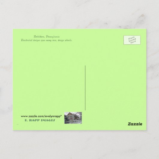 Bethlehem, Pennsylvania Postkarte (Rückseite)