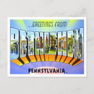 Bethlehem, Pennsylvania Vintage Große Buchstaben Postkarte