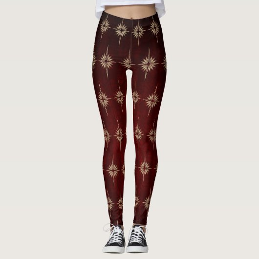 BETHLEHEM STAR Weihnachtskrippen Krippenmuster Mah Leggings (Vorderseite)