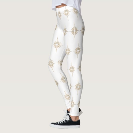 BETHLEHEM STAR Weihnachtskrippen Muster Weiß Leggings (Links)