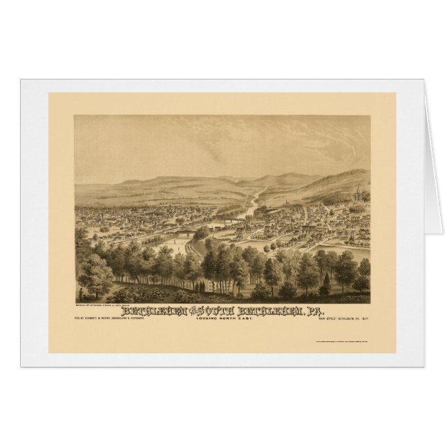 Bethlehem u. Südbethlehem, panoramische Karte 1877 (Vorderseite (Horizontal))