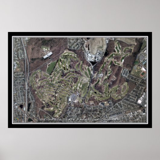 Bethpage Staat Park Golfplatz NY Satellite Karte Poster (Vorne)