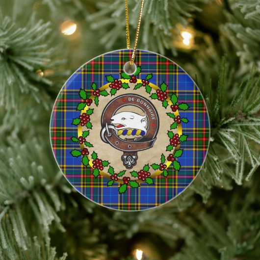 Bethune Clan Abzeichen & Tartan Personalisierte We Keramik Ornament (Baum)