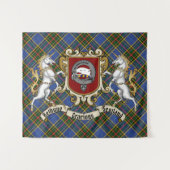 Bethune Clan Abzeichen & Unicorns w/Tartan Wandteppich (Vorderseite (Horizontal))