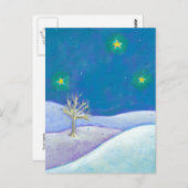Betitelt: Stille Nacht - hübsche Schneesterne Postkarte (Vorne/Hinten)