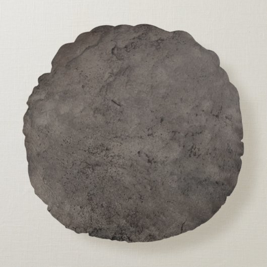 Beton, Grauleder Rundes Kissen (Vorderseite)