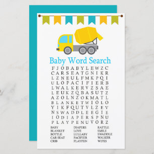 Beton Mixer Baby Shooter Word Search Game