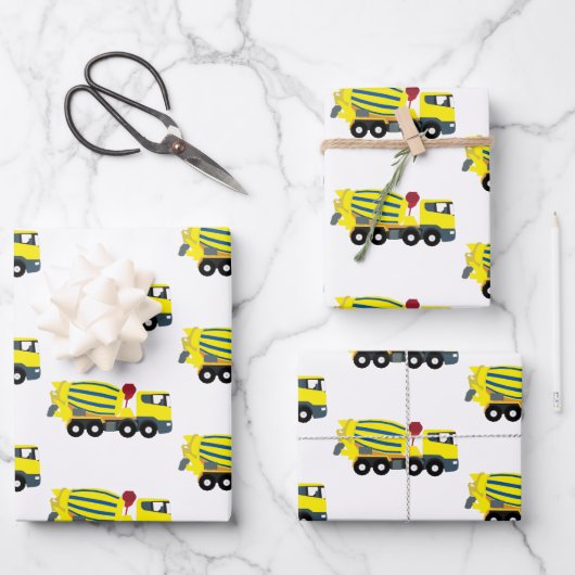 Betonfertigtransporter Geschenkpapier Set (Vorderseite)