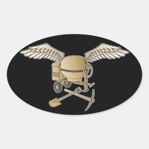 Betonmischer beige ovaler aufkleber