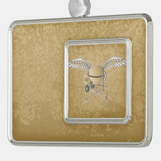 Betonmischer beige Rahmen-Ornament silber (Links)