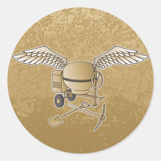 Betonmischer beige runder aufkleber (Vorderseite)